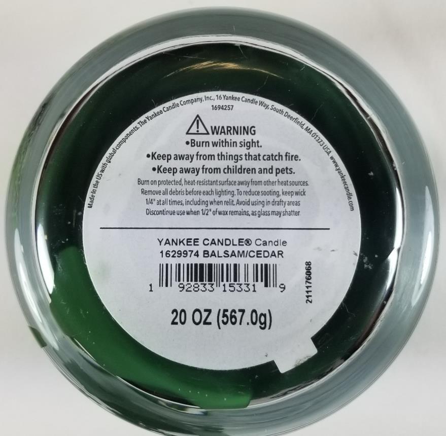 Yankee Candle BALSAM & CEDAR Signature Large Jar 20 Oz Green New Wax 2-wick