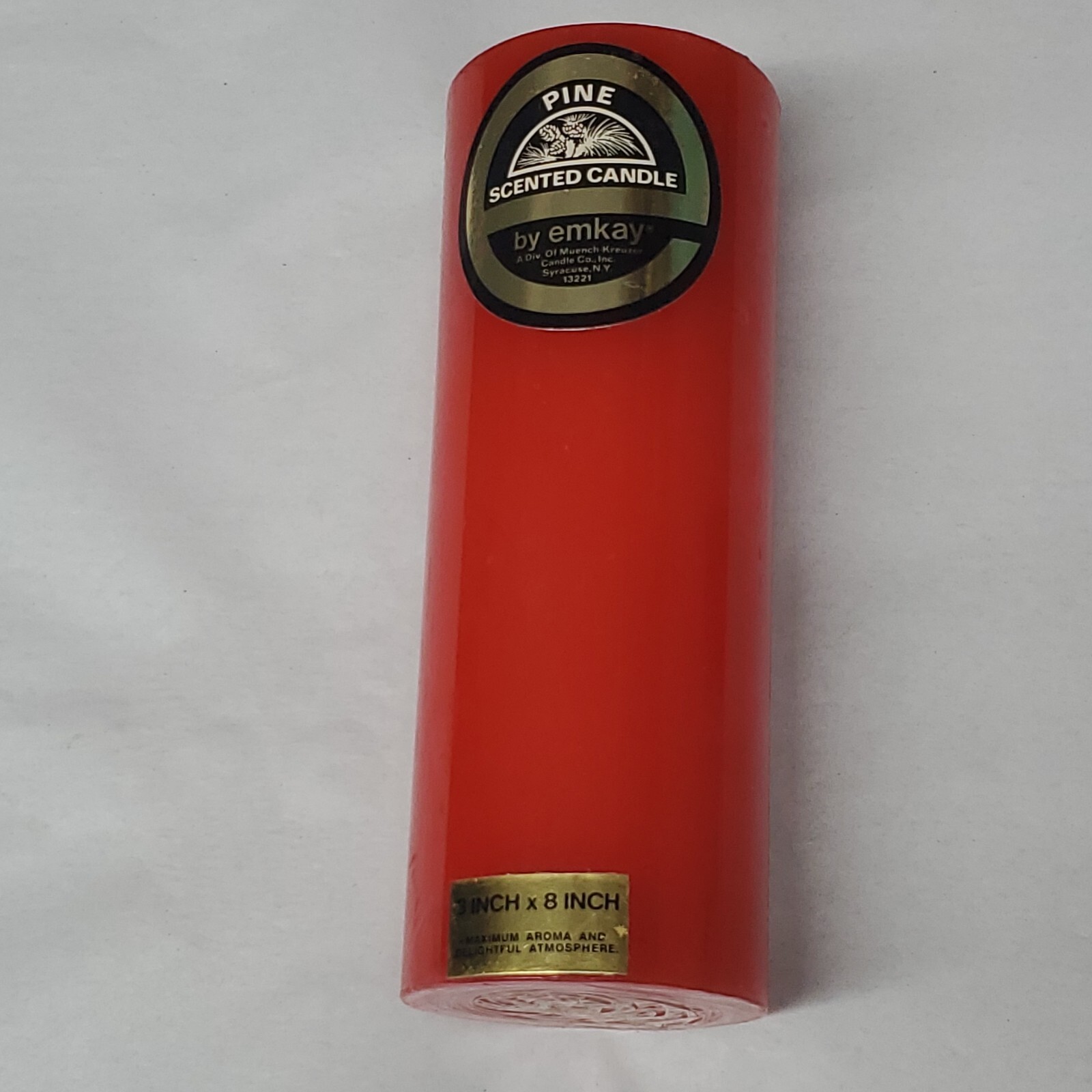EMKAY Pillar Candle Pine Scented 8″x 3″ Still in Original Plastic Wrap Unfired