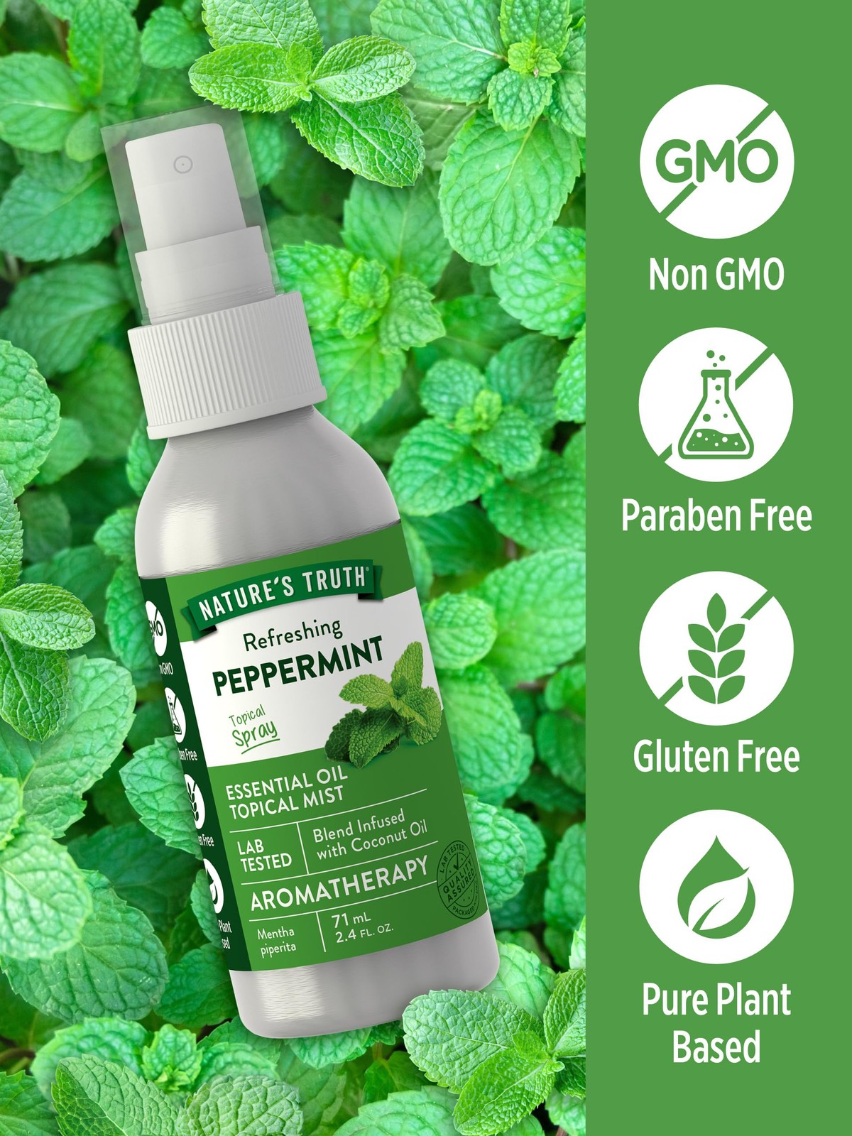 Nature’s Truth Peppermint Essential Oil Spray | 2.4 Fl Oz (Pack of 1)
