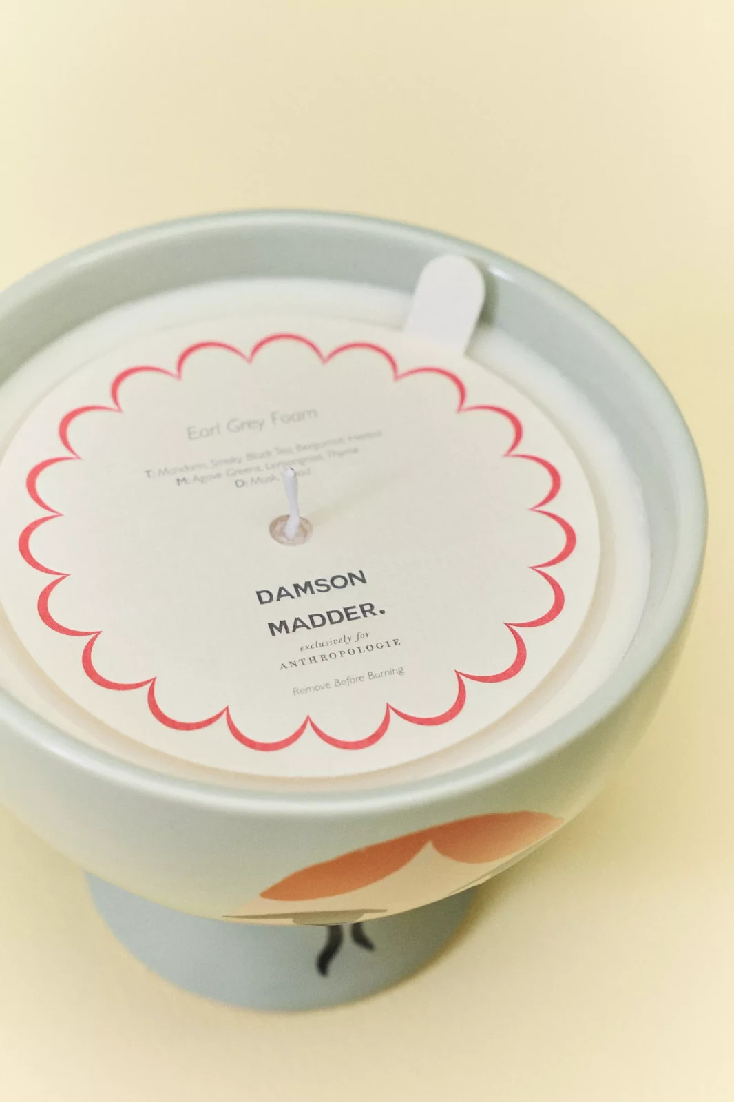 Anthropologie Damson Madder Candle Gourmand Earl Grey Ceramic Pedestal NEW