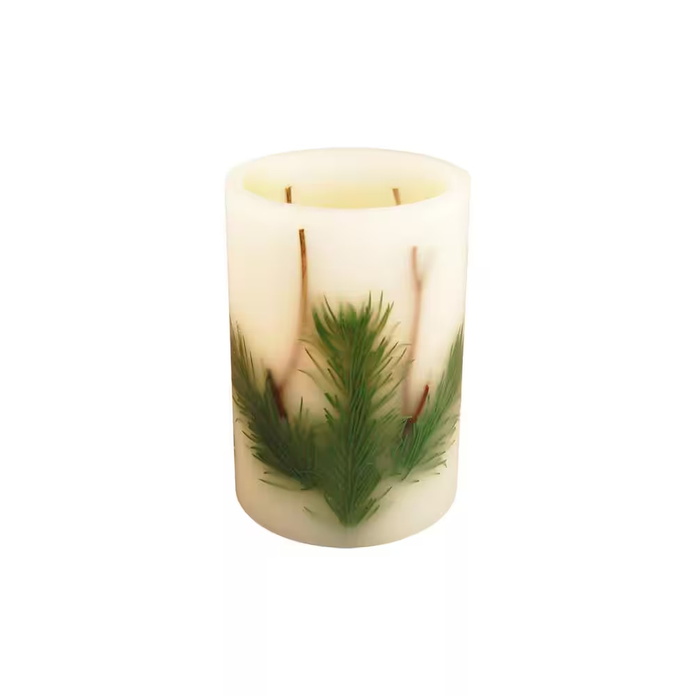 Real Wax 6 In. H Pine Needle LED Candle