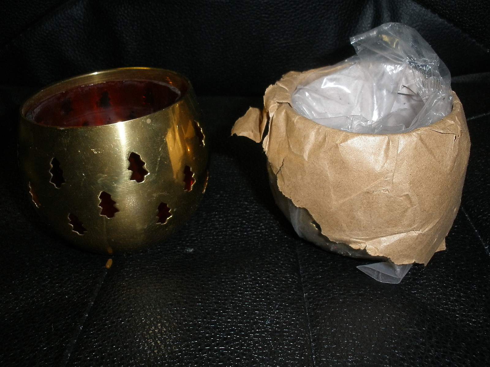 2 brass color made in India candle holders (14)