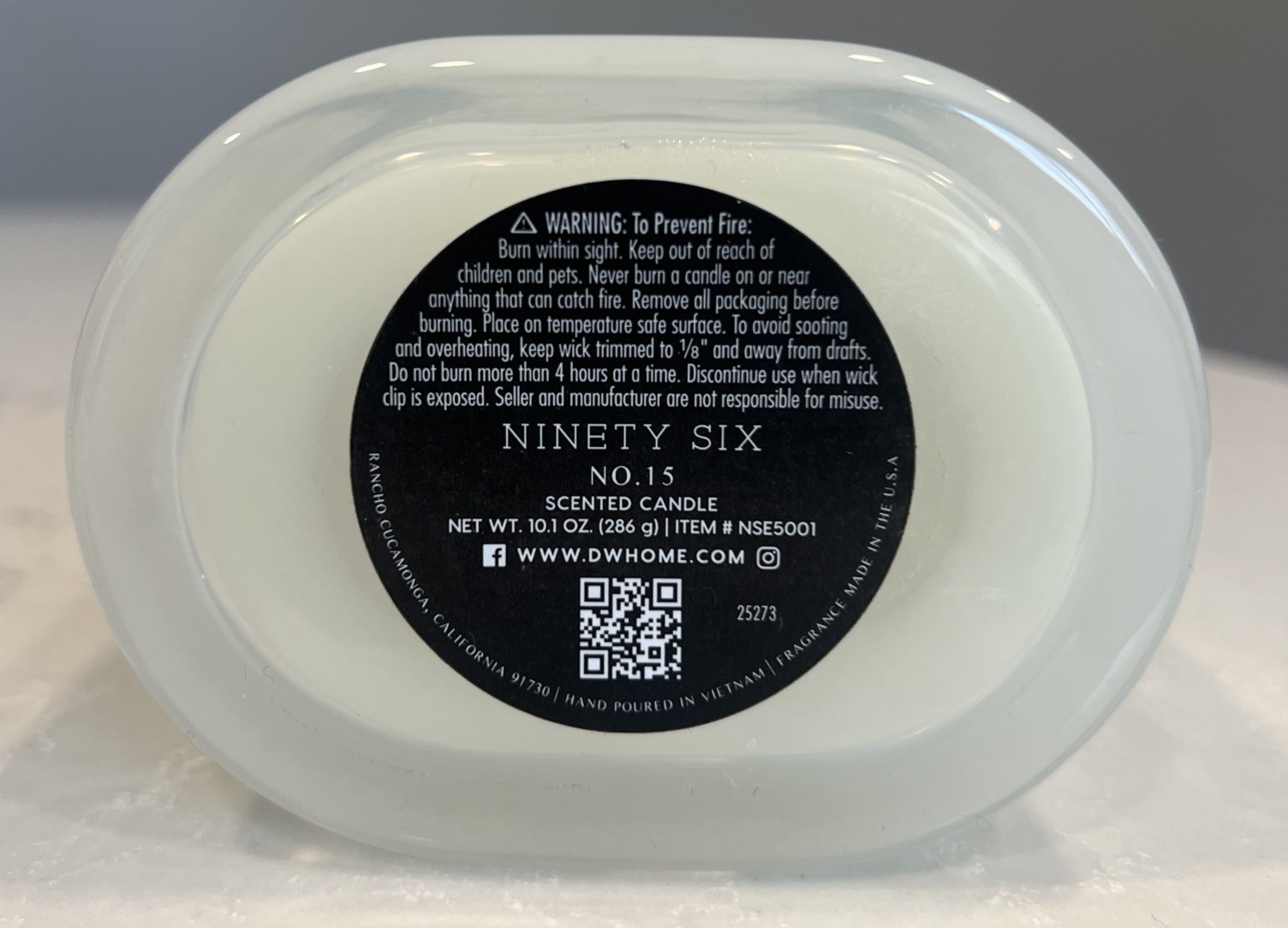 DW Home Ninety Six No. 15 Candle 10.1oz Luxury Jasmine Gardenia Sandalwood Ylang