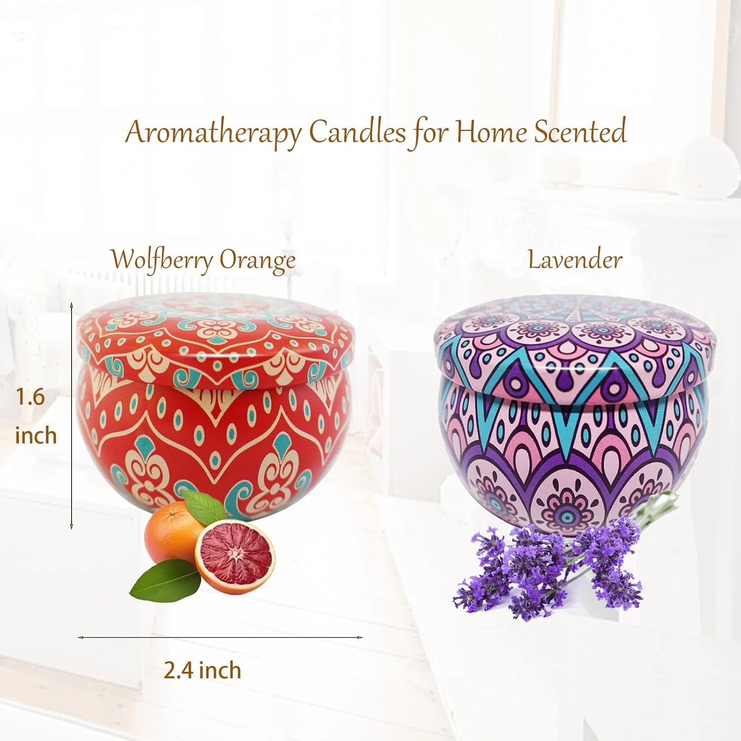 Scented Candles Gift for Women, Travel Small Candles Soy Wax 2 Pack | Aromathera