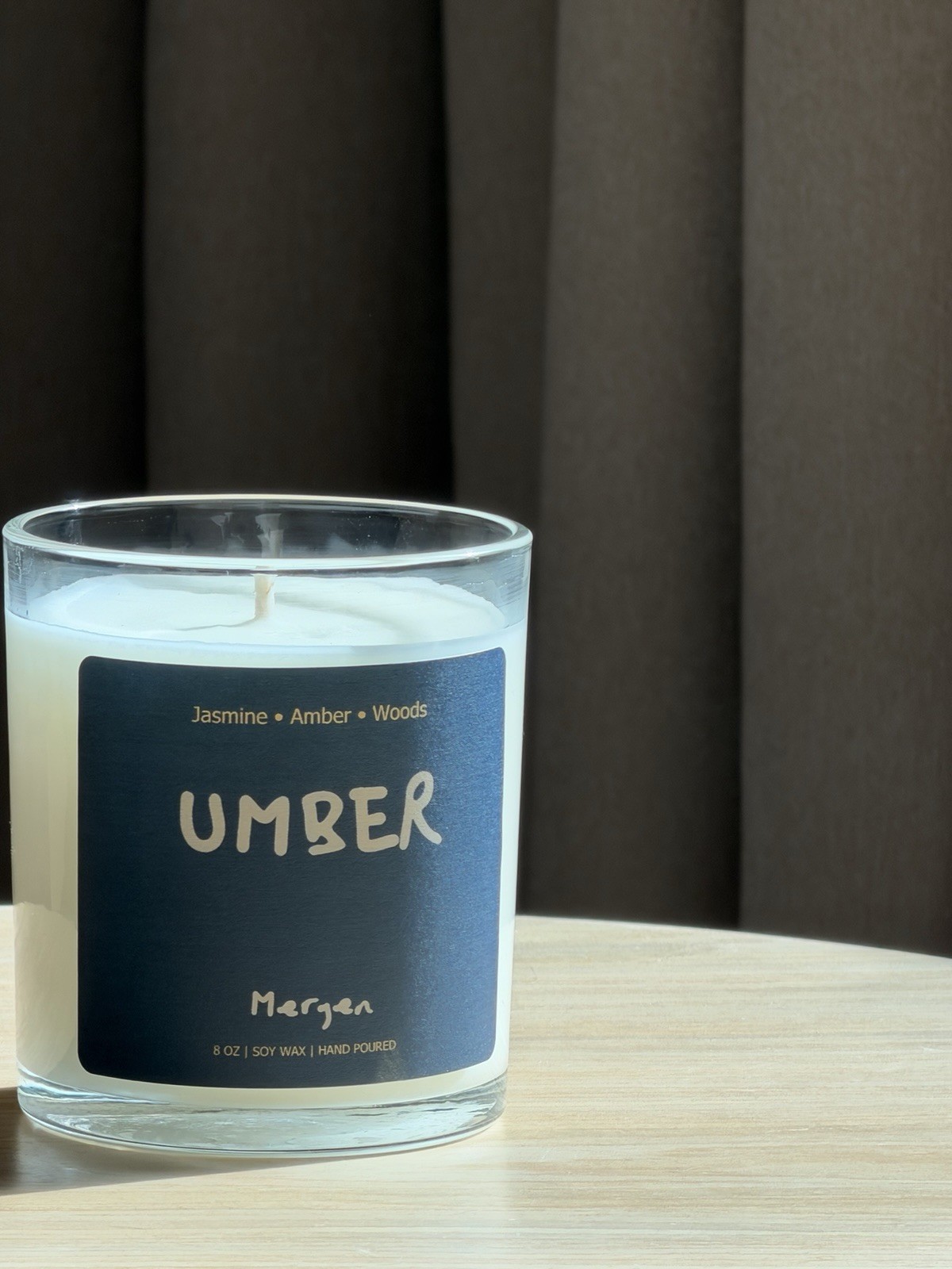 Scented 0 soy wax candle Hand Poured Candle Jasmine Amber Woods 8 oz Mergen