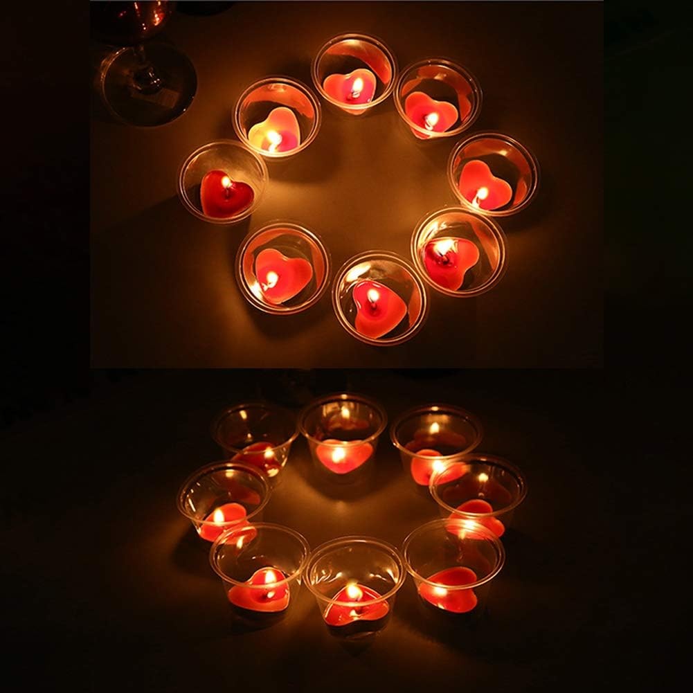 50PCS Pink Heart Shaped Unscented Tea Light Candles 1.5-2 Hour Wedding Decor
