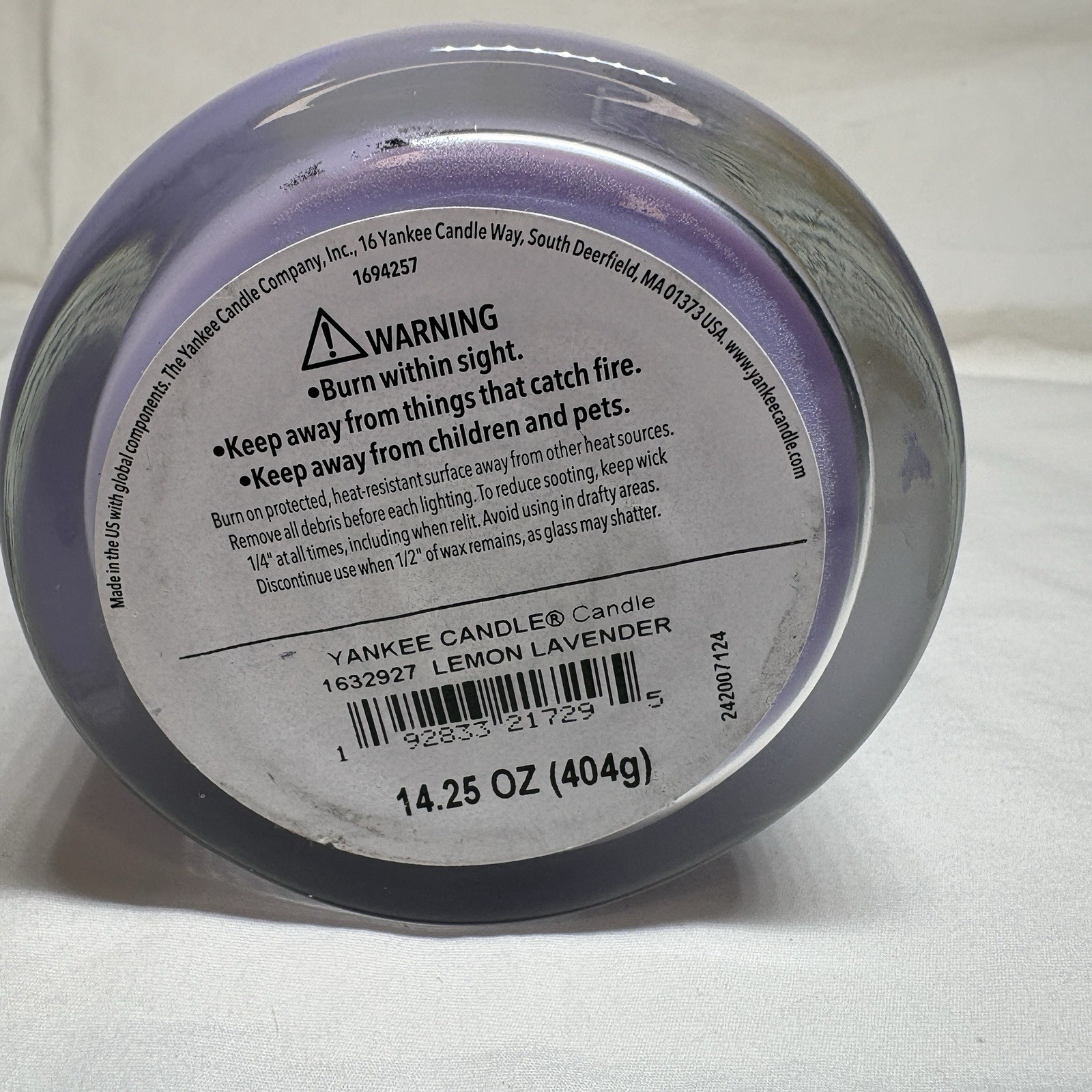 New Yankee Candle Lemon Lavender Signature Medium Pillar Candle 14.25oz Unburned