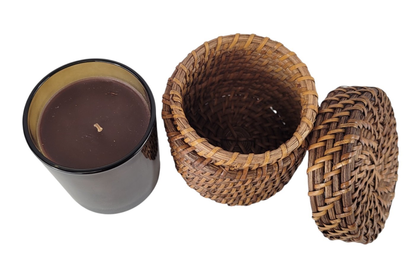 Pier 1 Imports Arabica Bean Brown Single Wick 6.7 oz Candle In Wicker Container