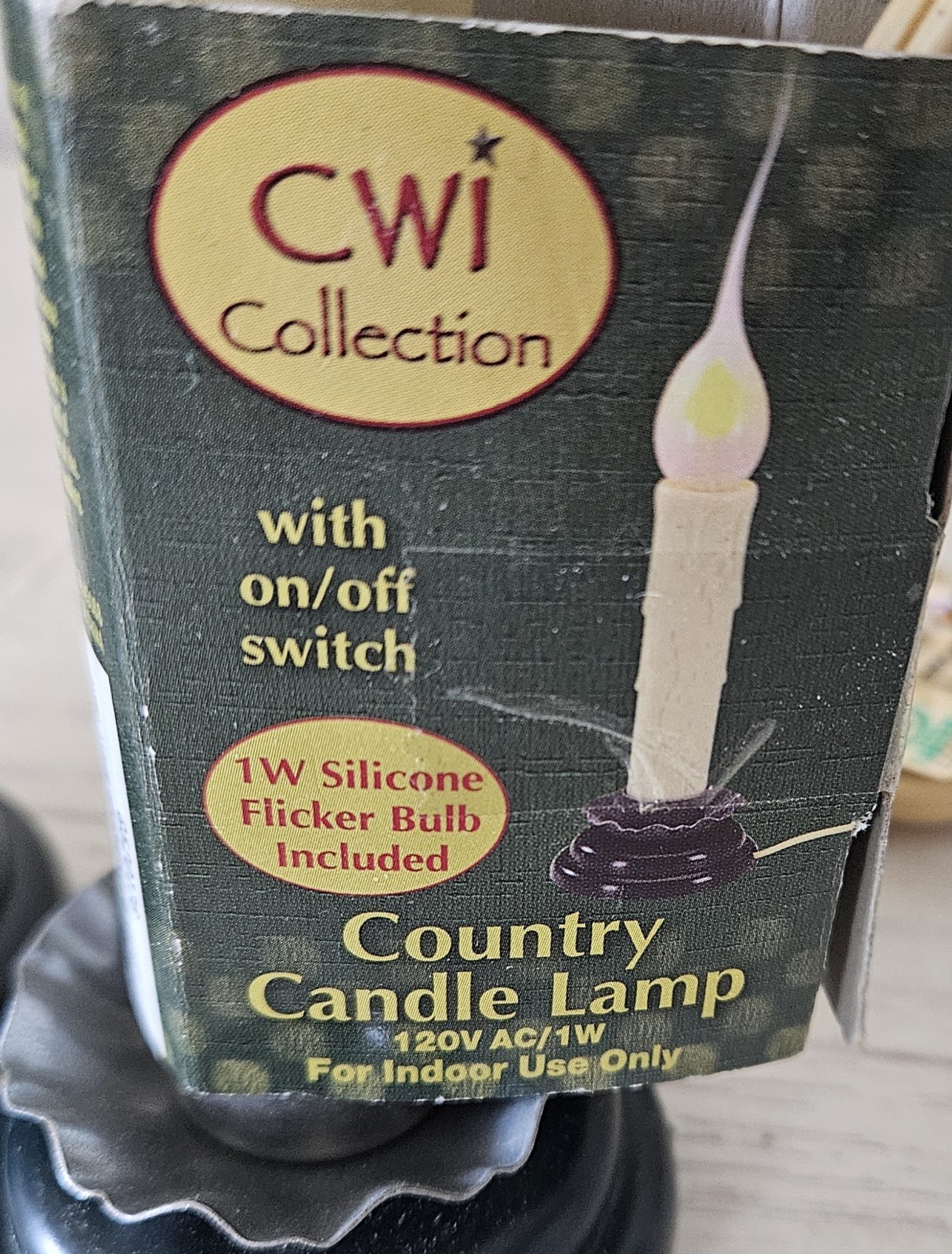 Rustic Country Candle Lamp 5 & 7 Inch On/Off Switch Metal Trim Plug-in Electric