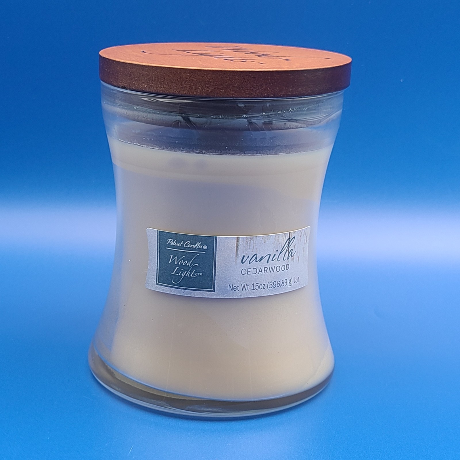 Patriot Candles Wood Lights Vanilla Cedarwood Jar Candle 15 oz NEW FREE SHIPPING