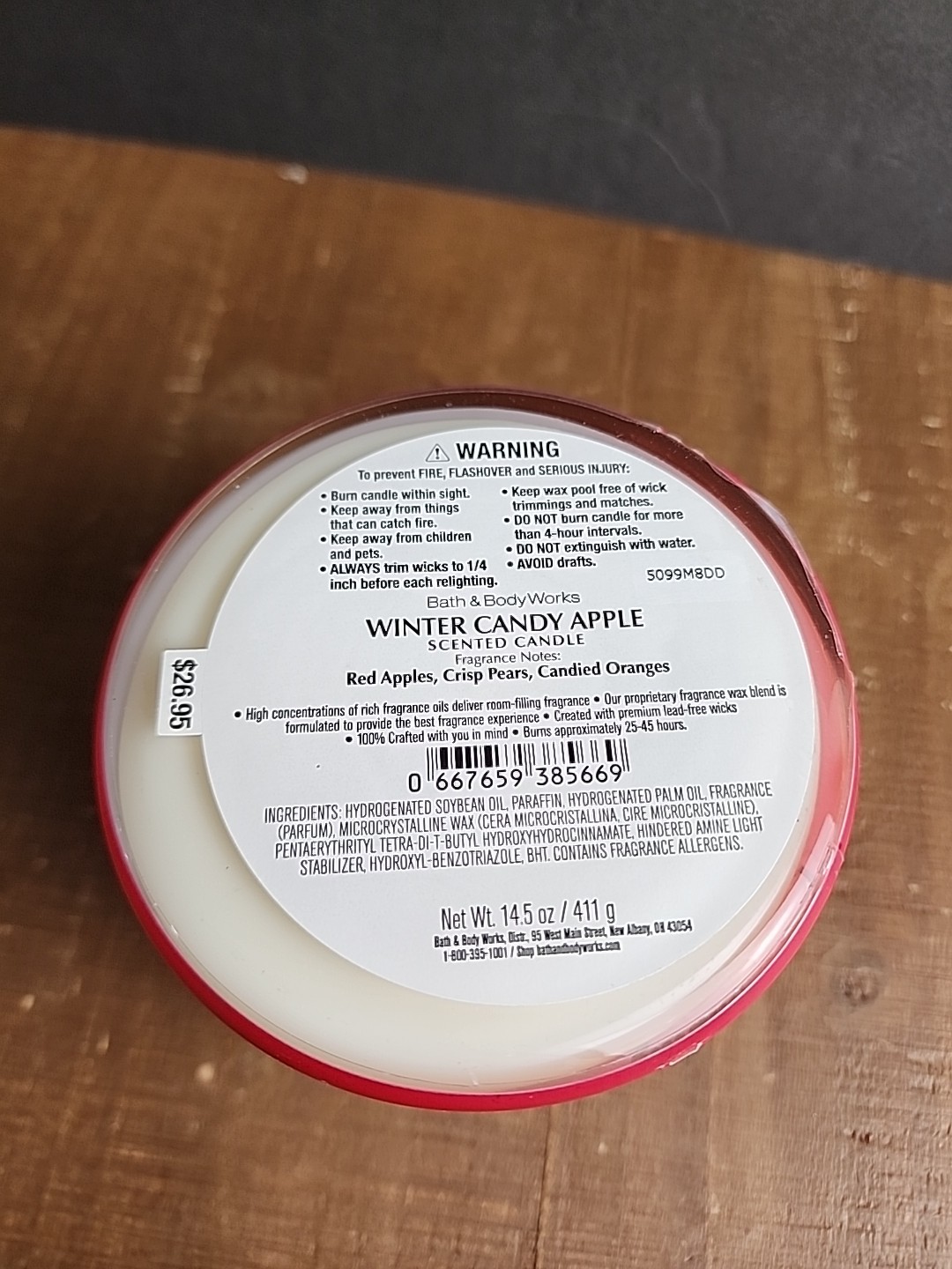 Bath & Body Works WINTER CANDY APPLE 🎅🍎 3 Wick SANDY CLAUS Candle 25-45 HRS