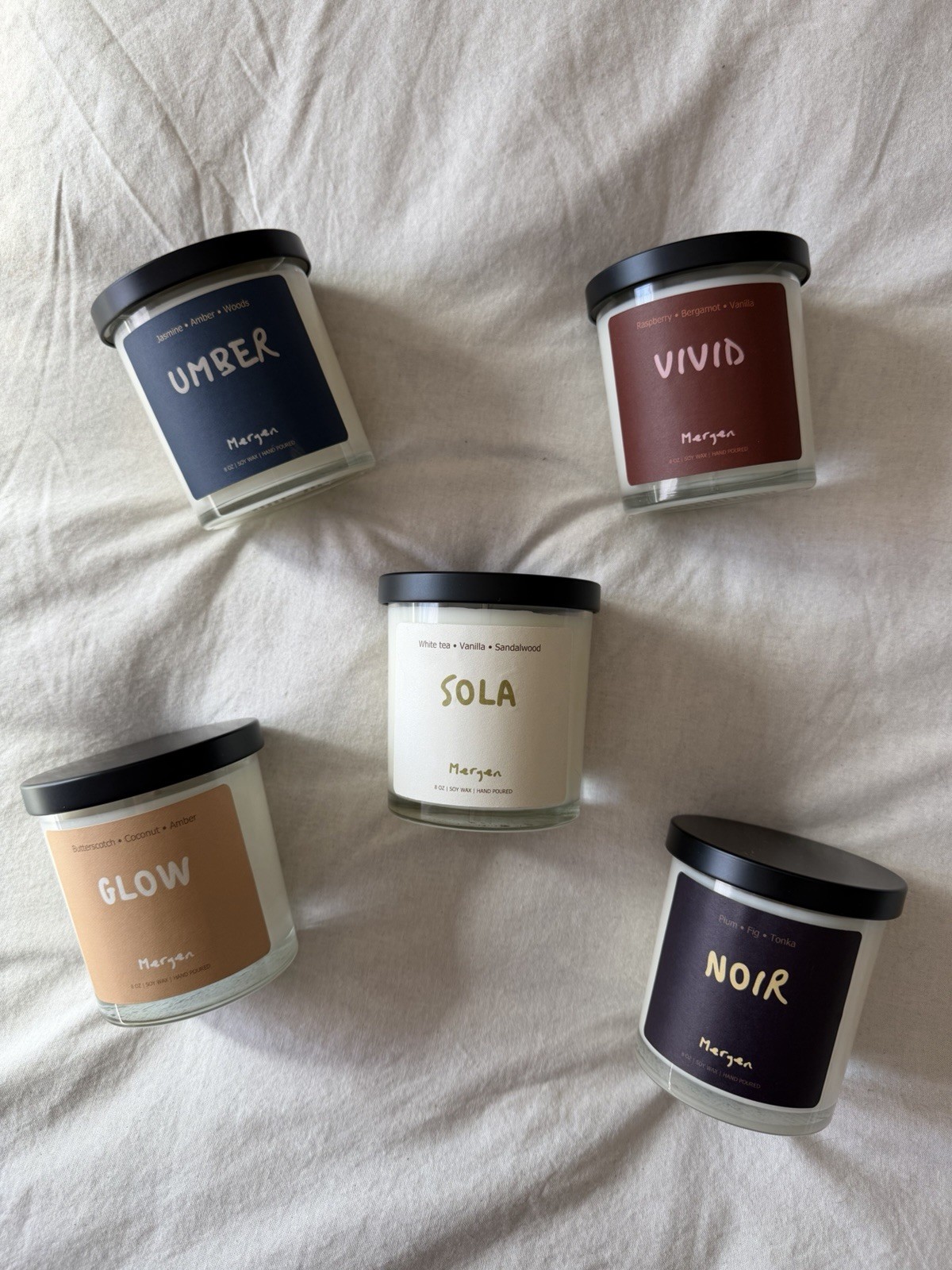 Scented 0 soy wax candle Hand Poured Candle Jasmine Amber Woods 8 oz Mergen
