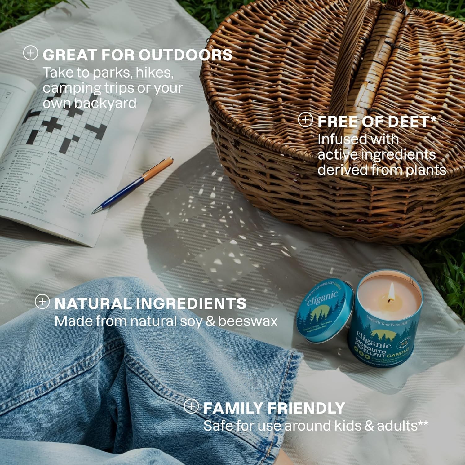 Mosquito Repellent Candle 9oz Pack of 2 Citronella DEET Free