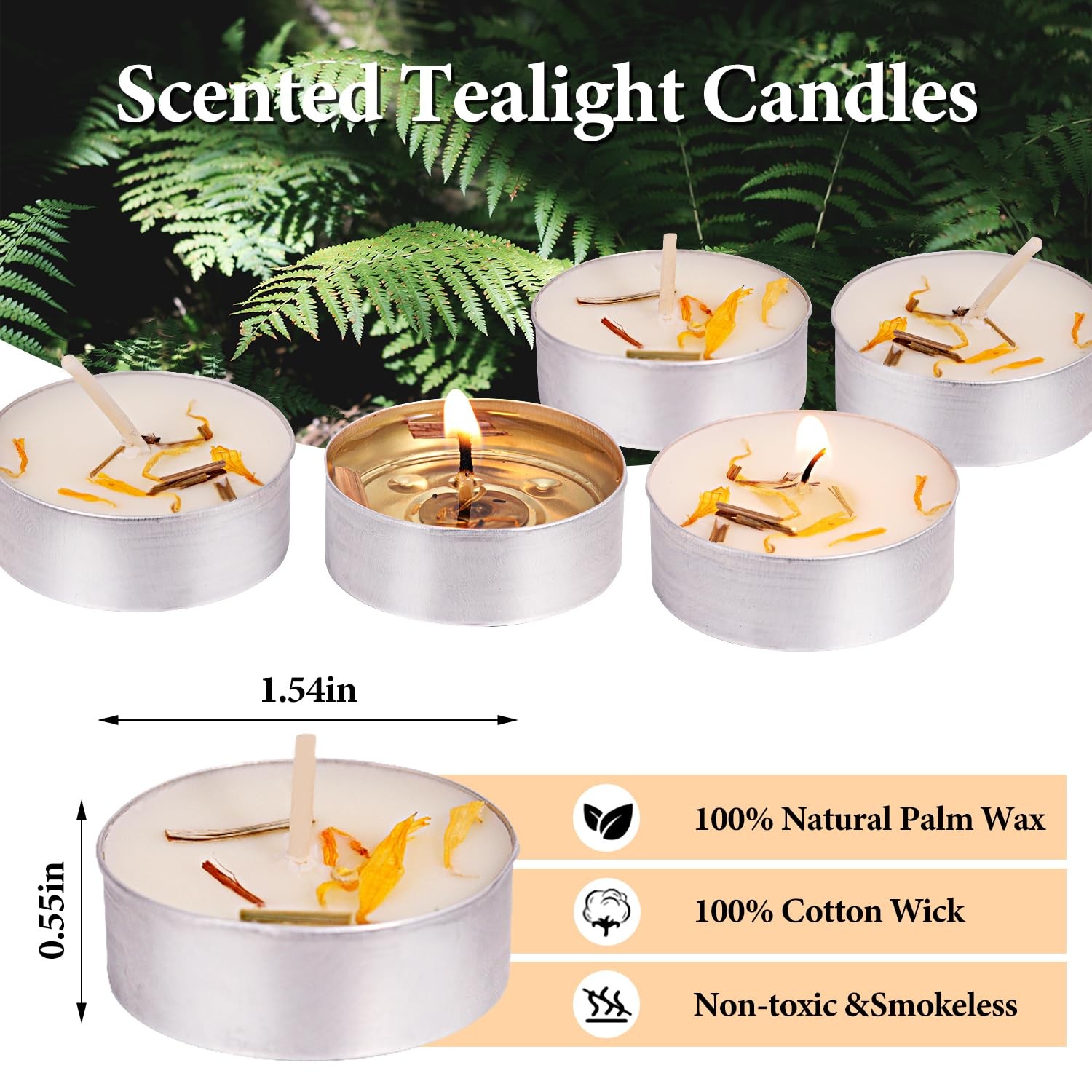 Citronella Scented Tealight Candles Outdoor, 64 Pack – 4-Hour White Tea Lights
