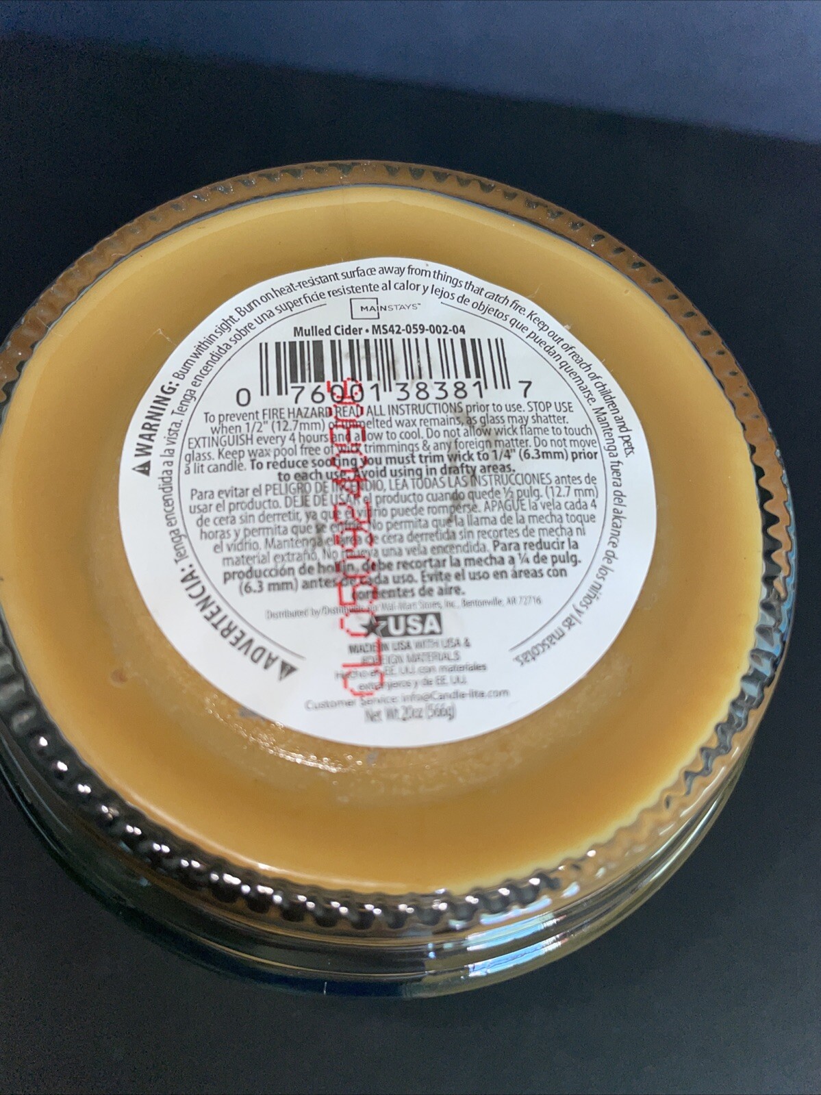Mainstays MULLED CIDER 20 oz. Jar Candle