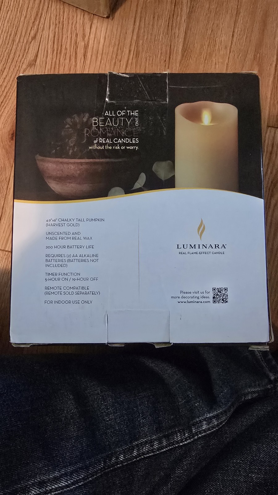 Luminara Chalky Tall Pumpkin Flameless LED Candle Timer Harvest Gold 4.9×6″