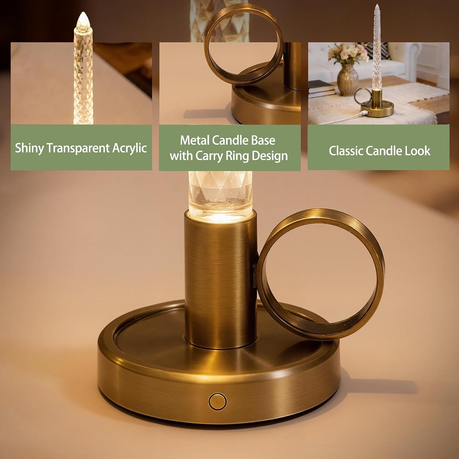 Flameless Candles, 3 Level Brightness Adjustable, 1000Mah | Rechargeable Battery