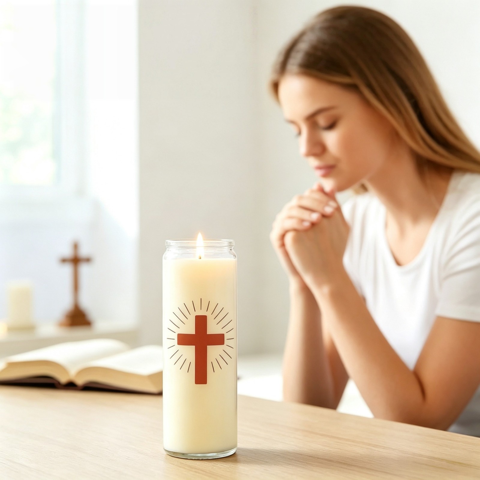 3 Pack Natural Soy Prayer Candles 9 Day Devotional Catholic Vigil Church Candle