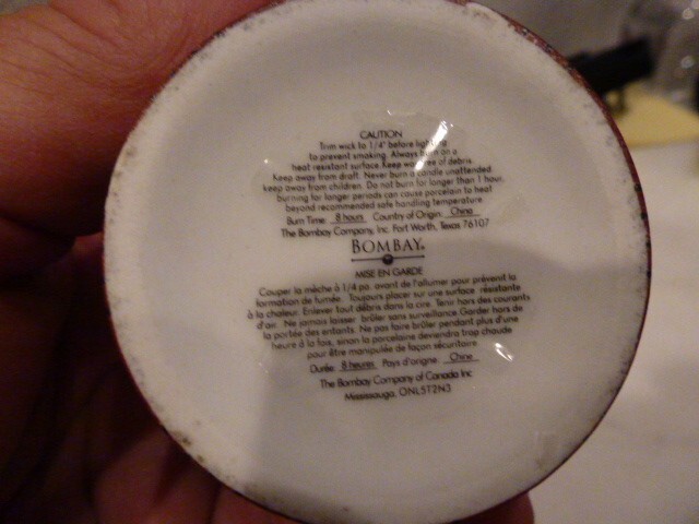 VTG Bombay Candle Company, Canada, ceramic trinket box, bUTLER theme-NEW