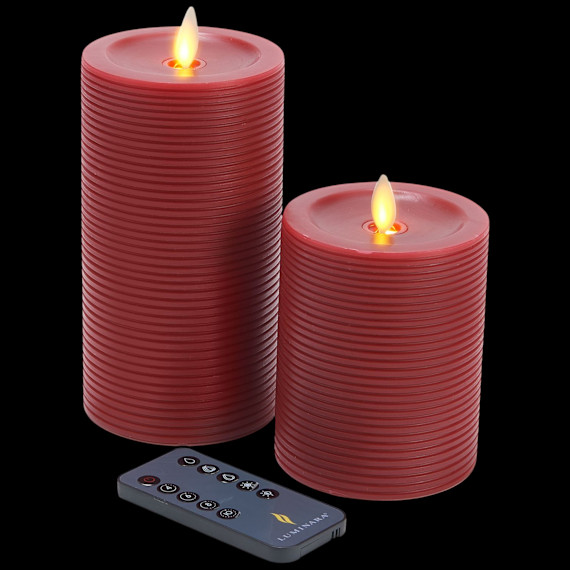 2-Pack: Luminara Textured Striped Flameless Pillar