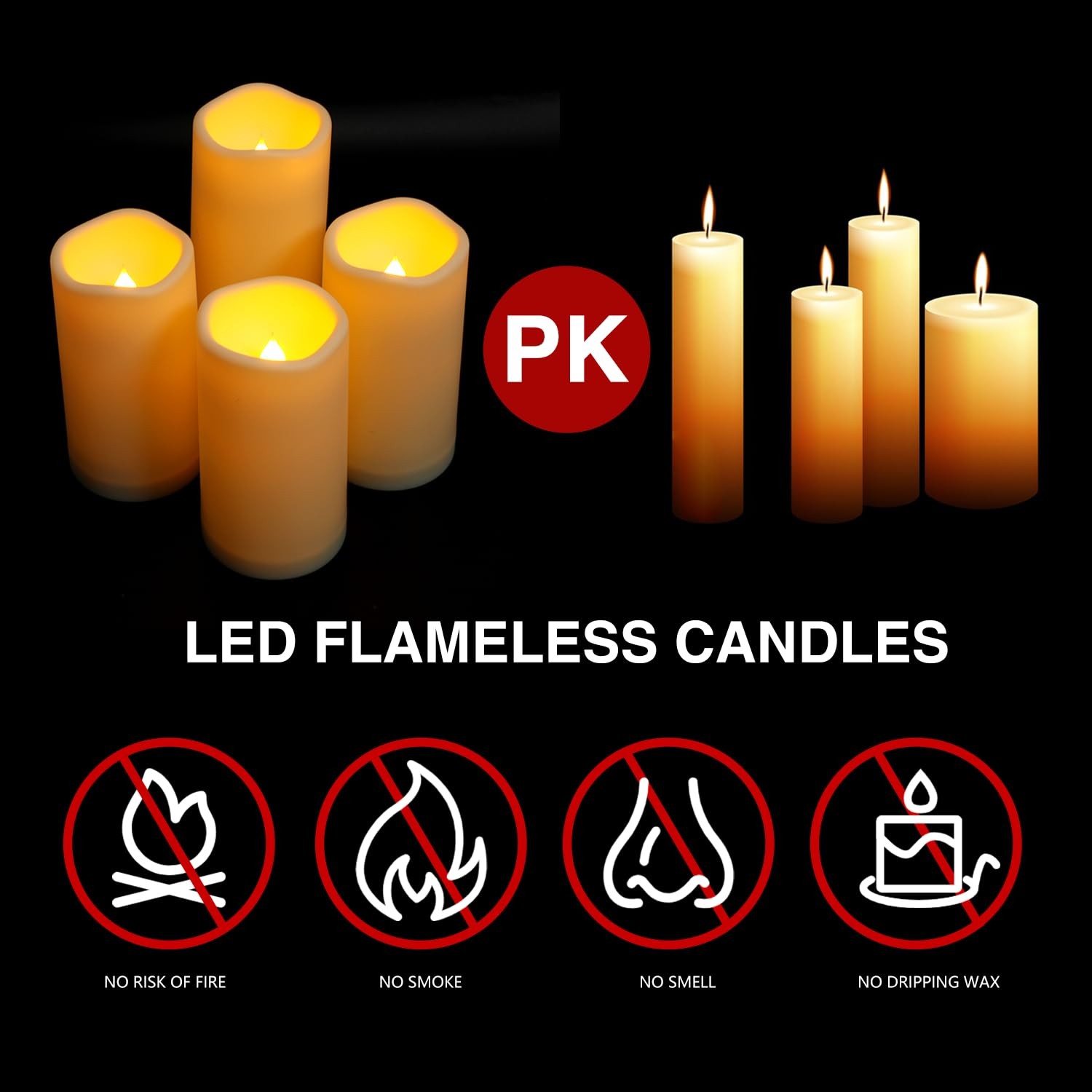 Flickering Flameless LED Candles W/ Remote Timer Outdoor Indoor Battery Set Of 9