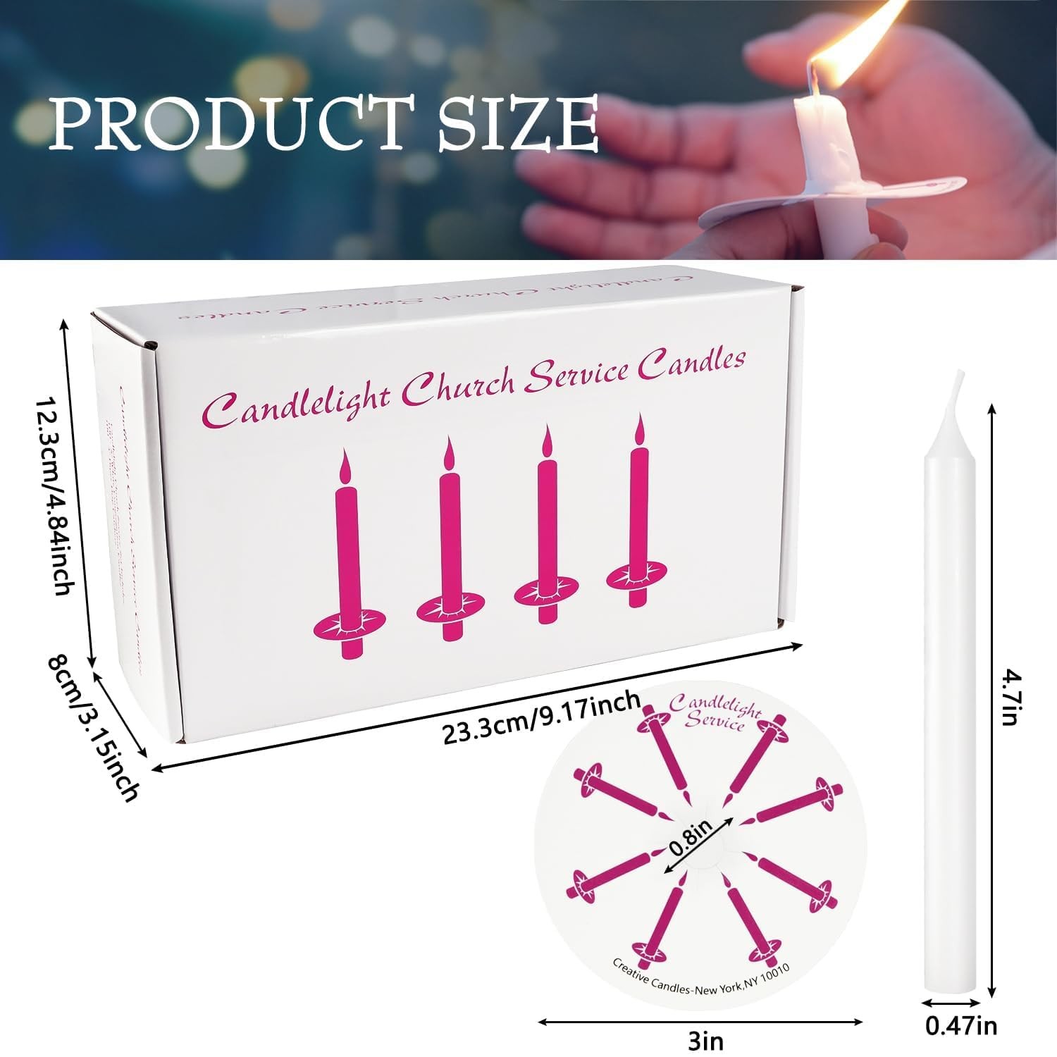 White Church Taper Candles Unscented Drip Protectors 5×1/2 Inch 100 PCS