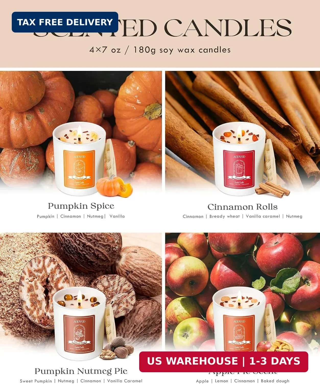 Fall Candles Set for Women – Aromatherapy Candle with Crystals Inside, 28 oz 200