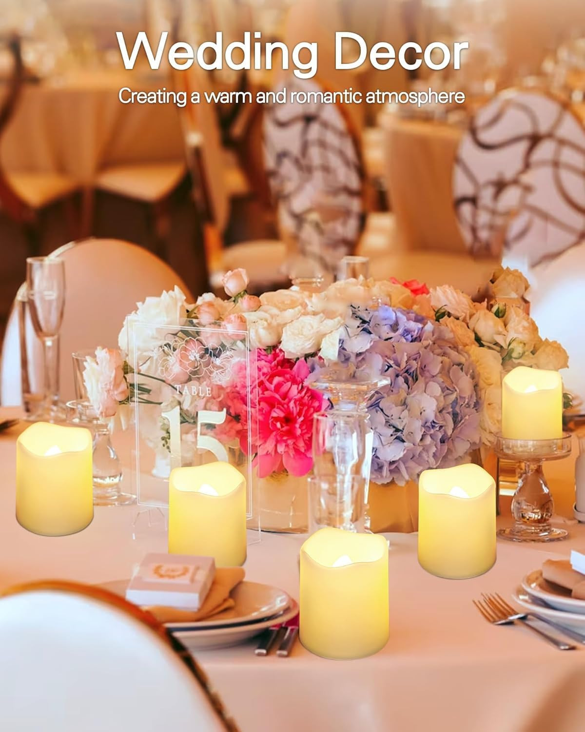 Flickering Flameless Votive Candles with Timer, 24 Pack 15 Days Longer