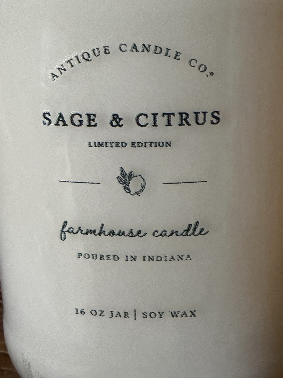 Antique Candle Co. Sage & Citrus Limited Ed Farmhouse Soy Candle 16 oz Mason Jar