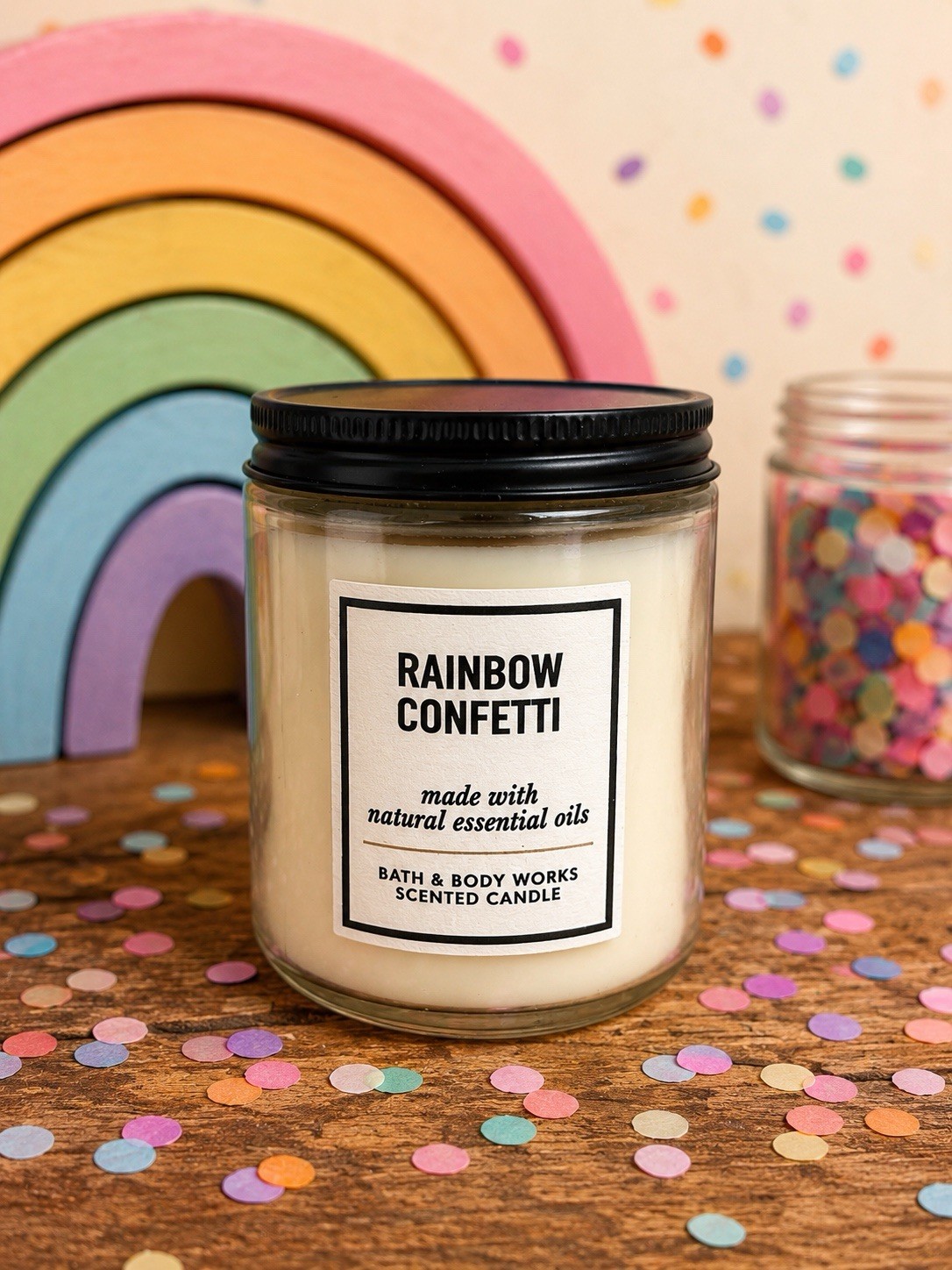 NEW Bath & Body Works Rainbow Confetti 7 oz Single Wick Candle