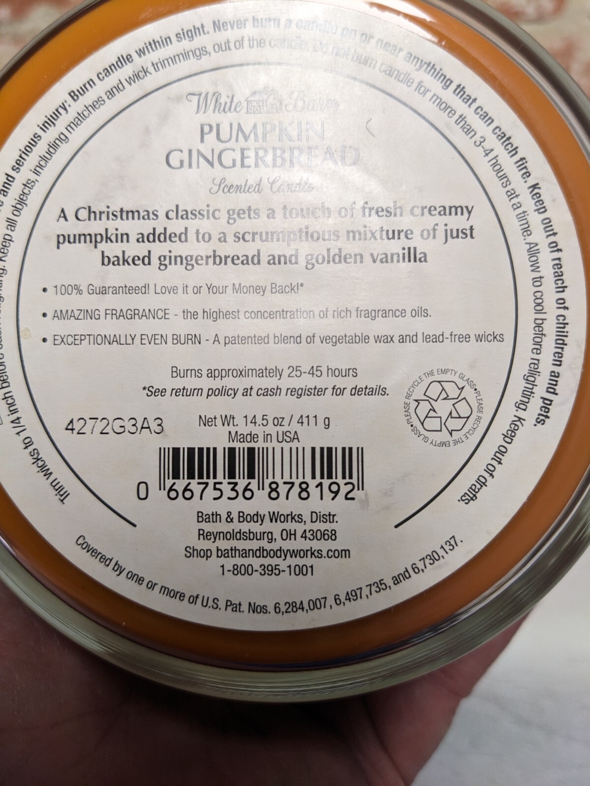 Bath & Body Works PUMPKIN Gingerbread Candle 3 Wick Large Size 14.5 oz Rare Z