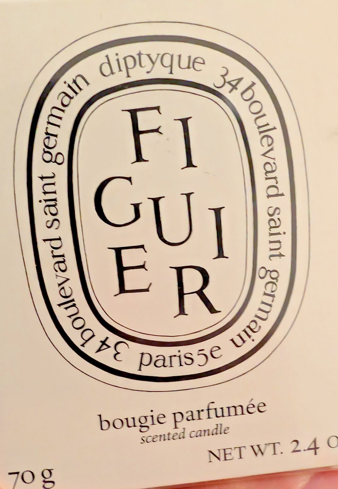 Diptyque Unisex Figuier Scented Candle 2.4 oz w/ FIG ribbed based holder GIFT