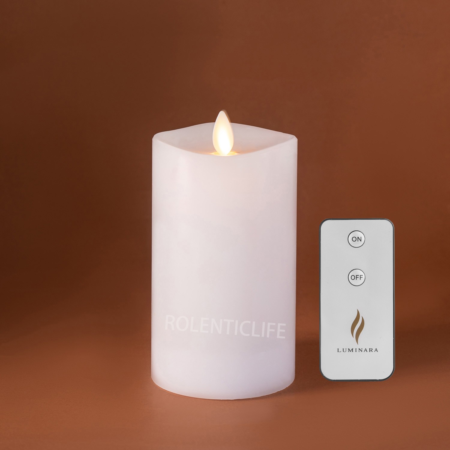 Luminara Flameless Pillar Wax Moving Wick Candles with Remote Timer White 5.5″H