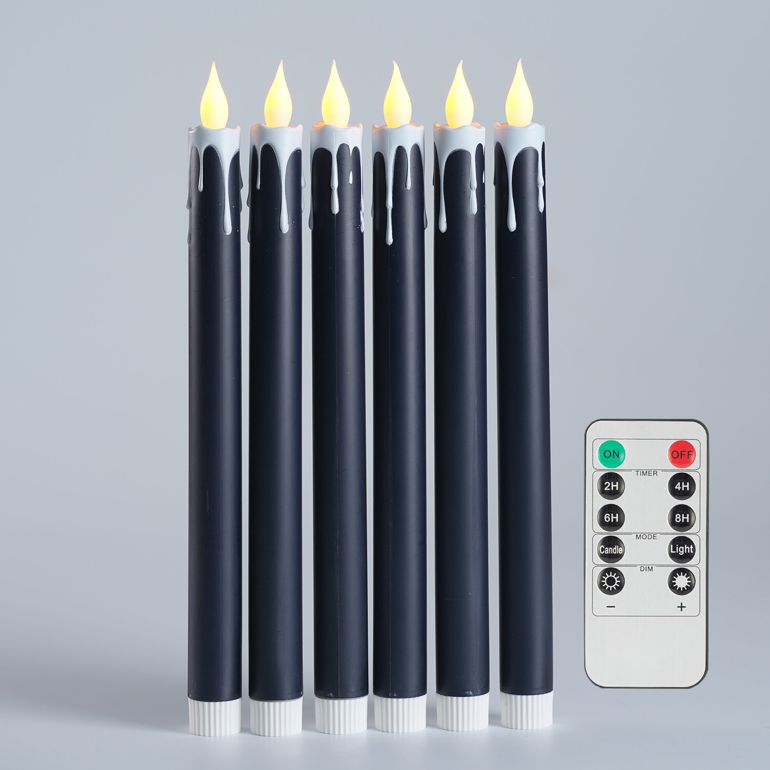 6pcs Flameless Taper Candles Dripless Battery Operated Taper Candle Remote,10.6″