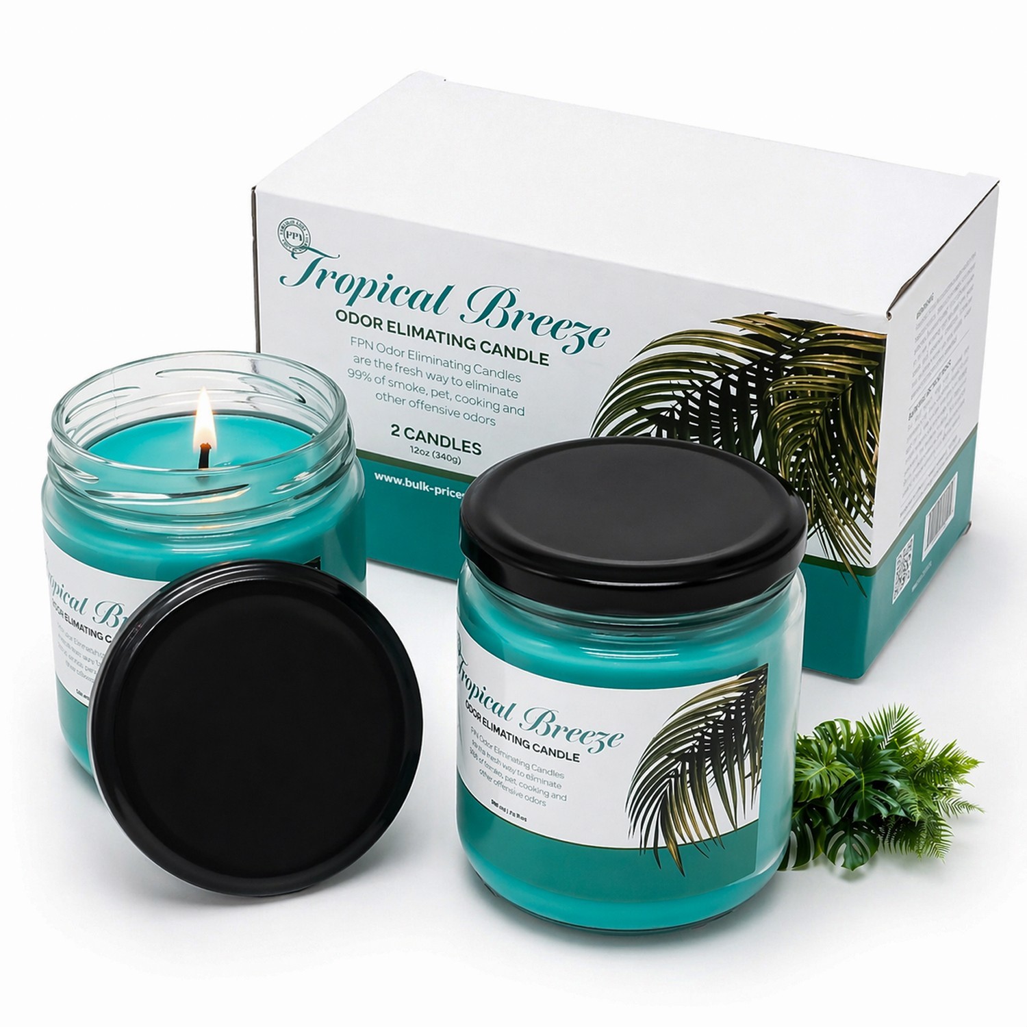 FPN Pet Cooking Smoke Odor Eliminating Candles Tropical Breeze Scent 12oz – 2 Ct