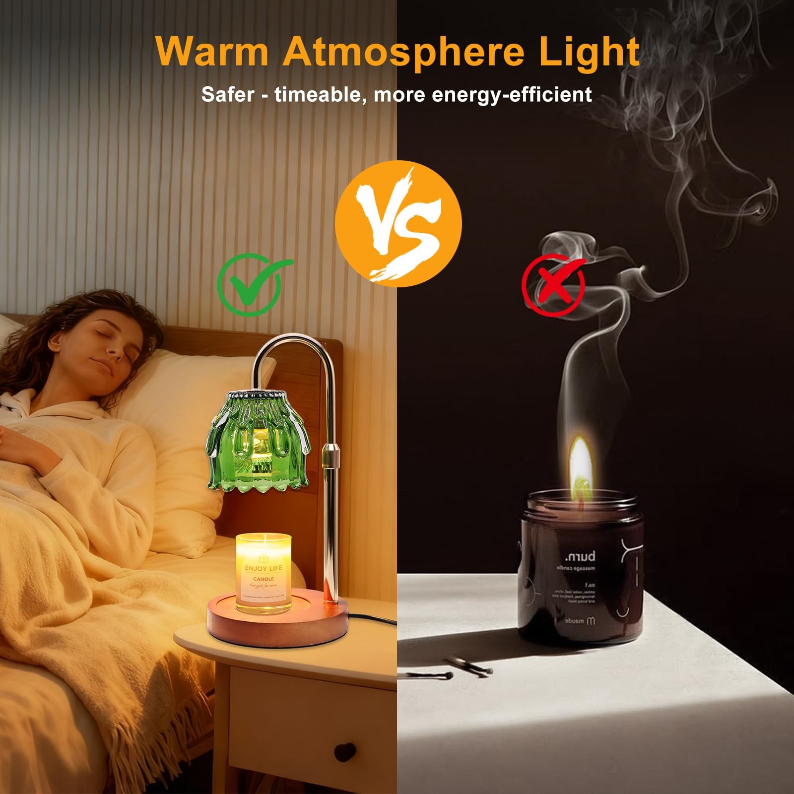 Candle Warmer Lamp with Timer and Dimmer 4-Level Dimmable Flower Light Heat L…
