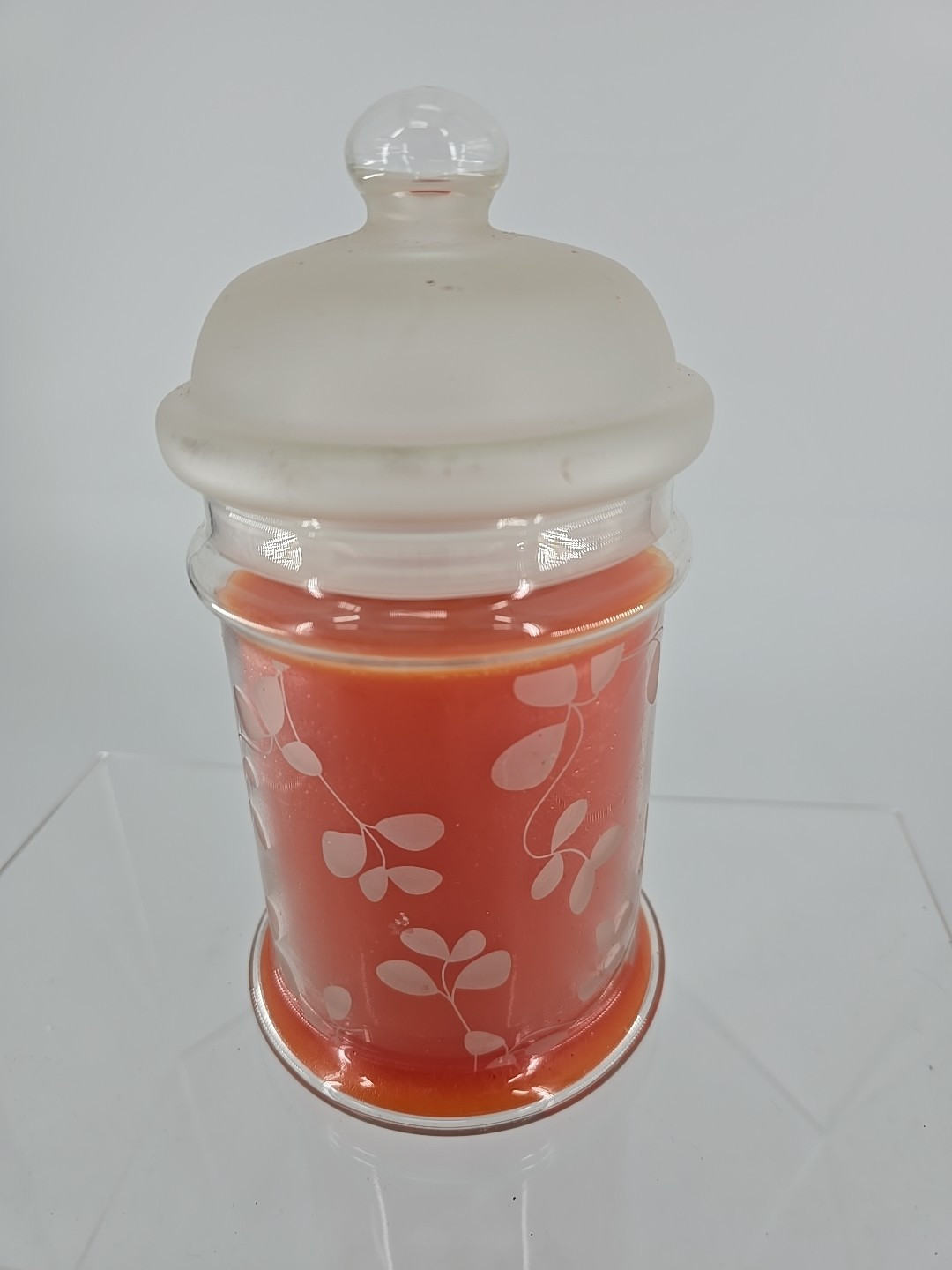 NEW! Essenza 14oz Tangy Tangerine Fragrant Candle Frosted Glass Jar And Cap
