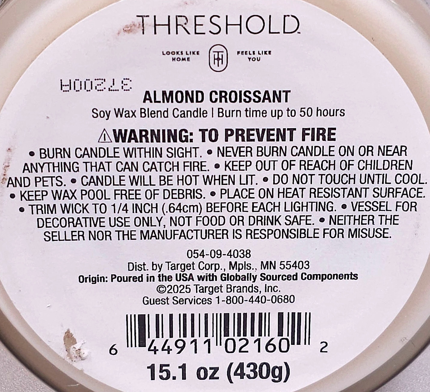 Threshold Almond Croissant Scented 2-Wick Glass Jar Candle Large 15.1 oz Retired