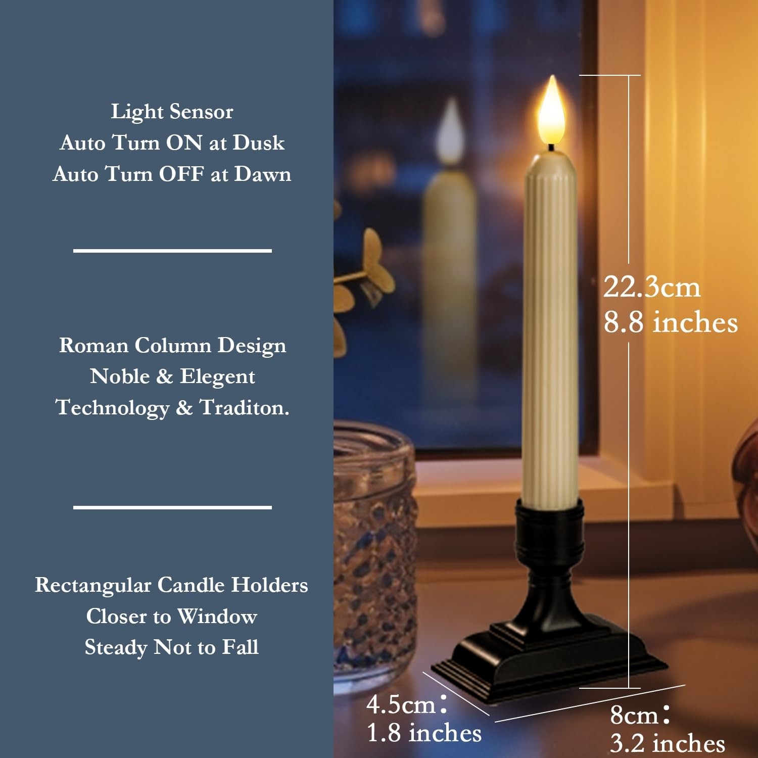 6 Pcs Window Candles with Sensor Dusk to Dawn, Ivory Electric Window Candle F…
