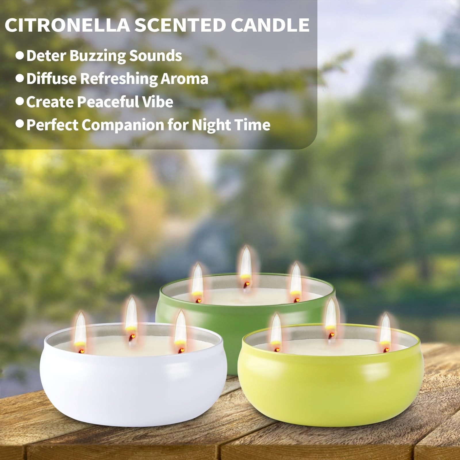 Citronella Candles Outdoor, Large Citronella Candle Set of 3, 12 oz 3 Wick So…