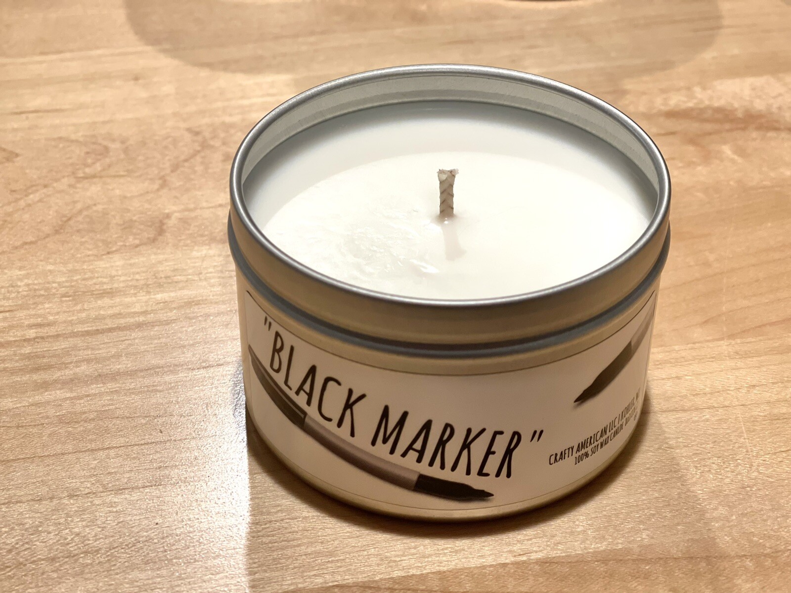 Black marker scented candle: the smell of art