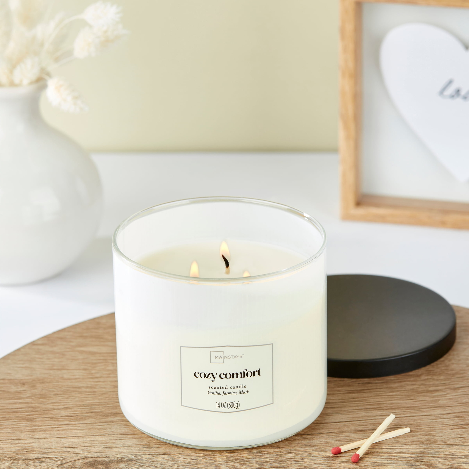 (4 pack) 3-Wick Textured Wrapped Cozy Comfort Scented Candle, 14 oz