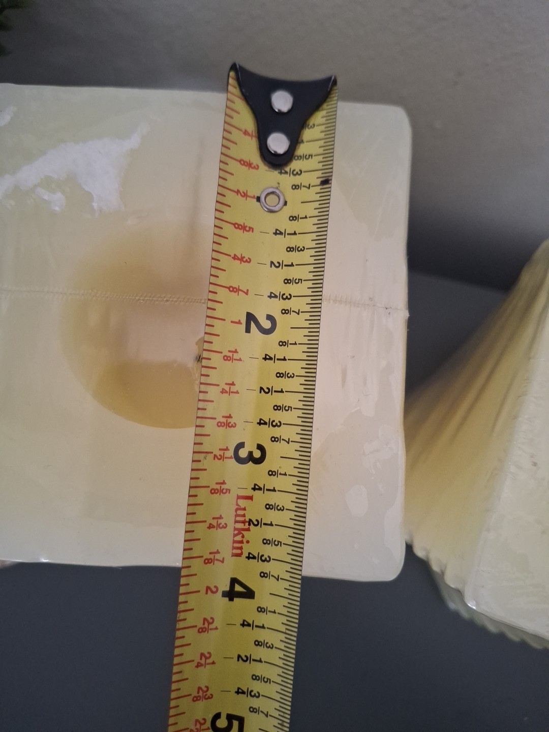 2 Flameless Candles New Yellow/Butter 6″x4″ Vanilla Scented Modern Abstract