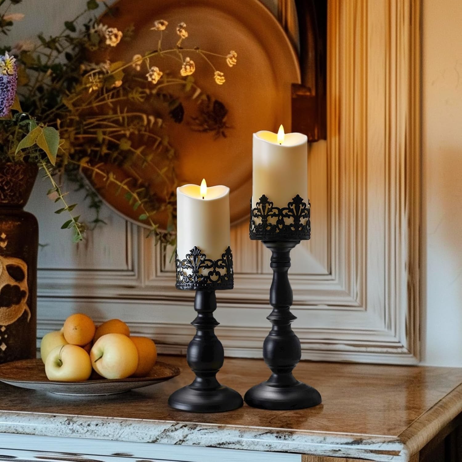 Set of 2 Dimmable 6″x3″ Outdoor LED Candles with Timers – Perfect for Any Event