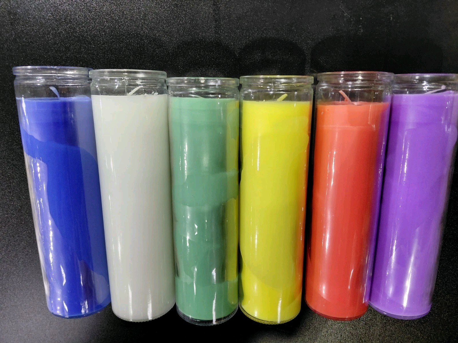 6 Pack ASSORTED 7 Day Prayer Candles in Glass Jars Unscented Long Burning Vigil
