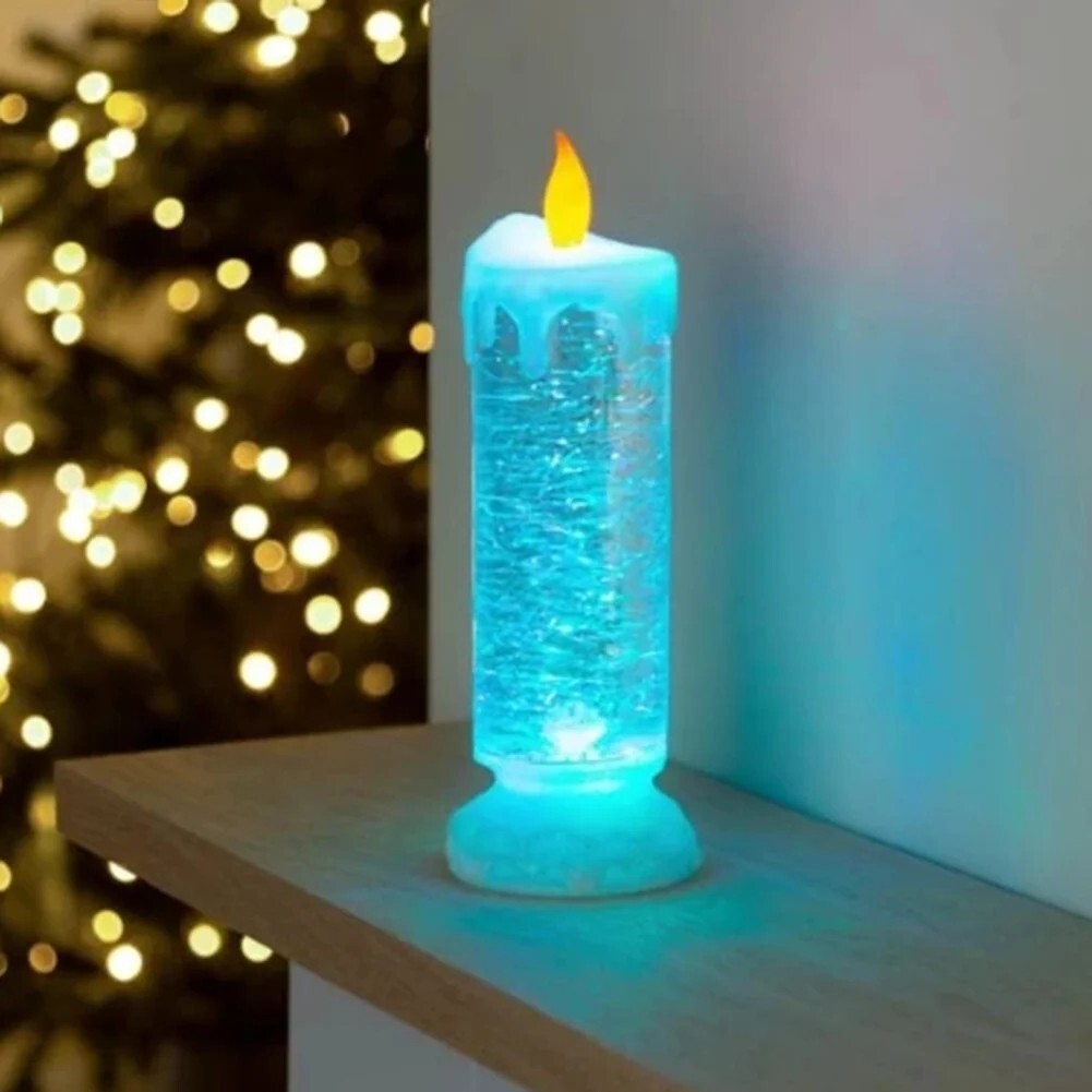LED Candle Waterproof Swirling Glitter Flameless Party Christmas Home Decoration