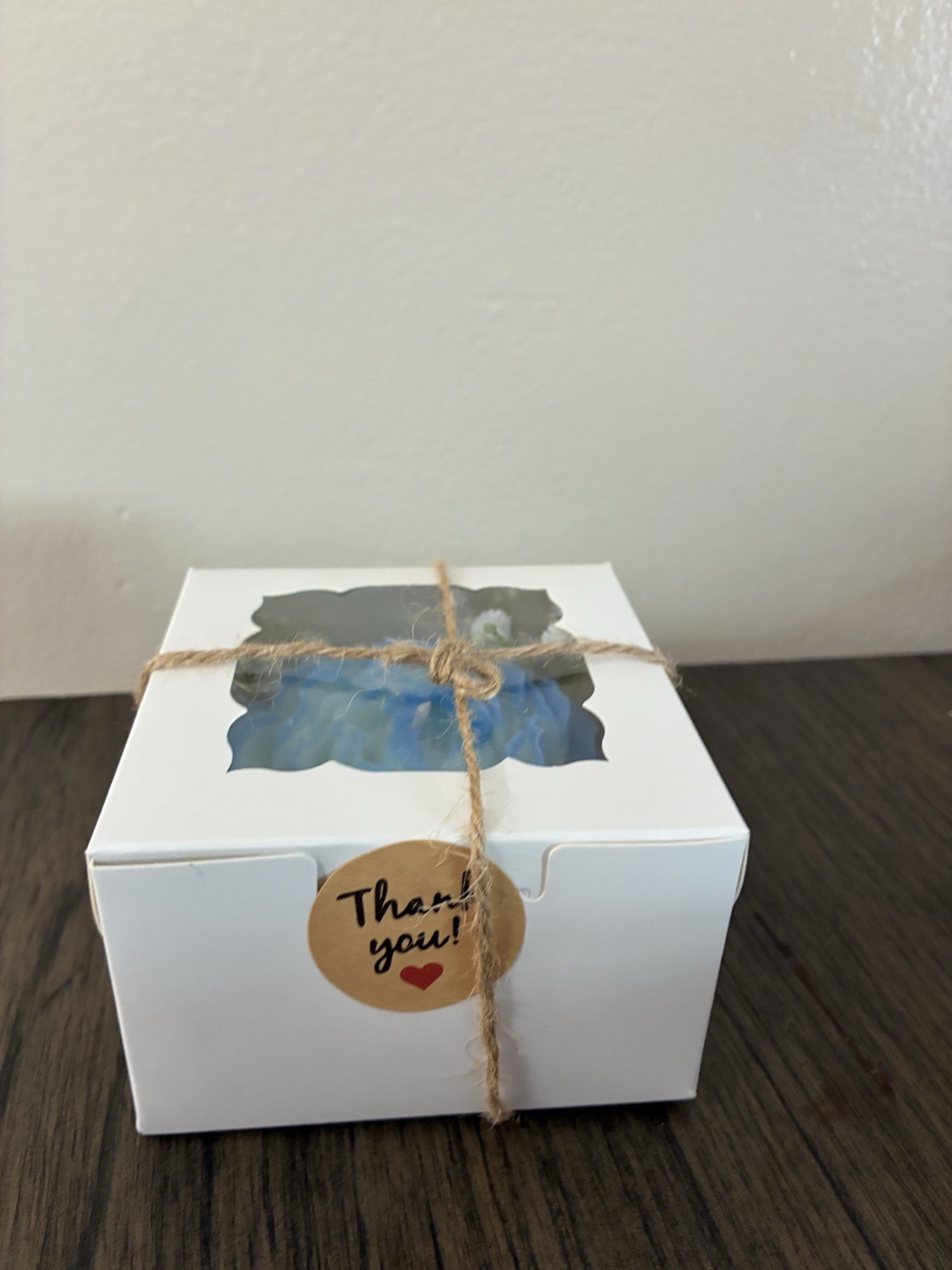 Flower-Shaped Decorative Wax Specialized Candle Gift Box, Blue White, 1 Pack