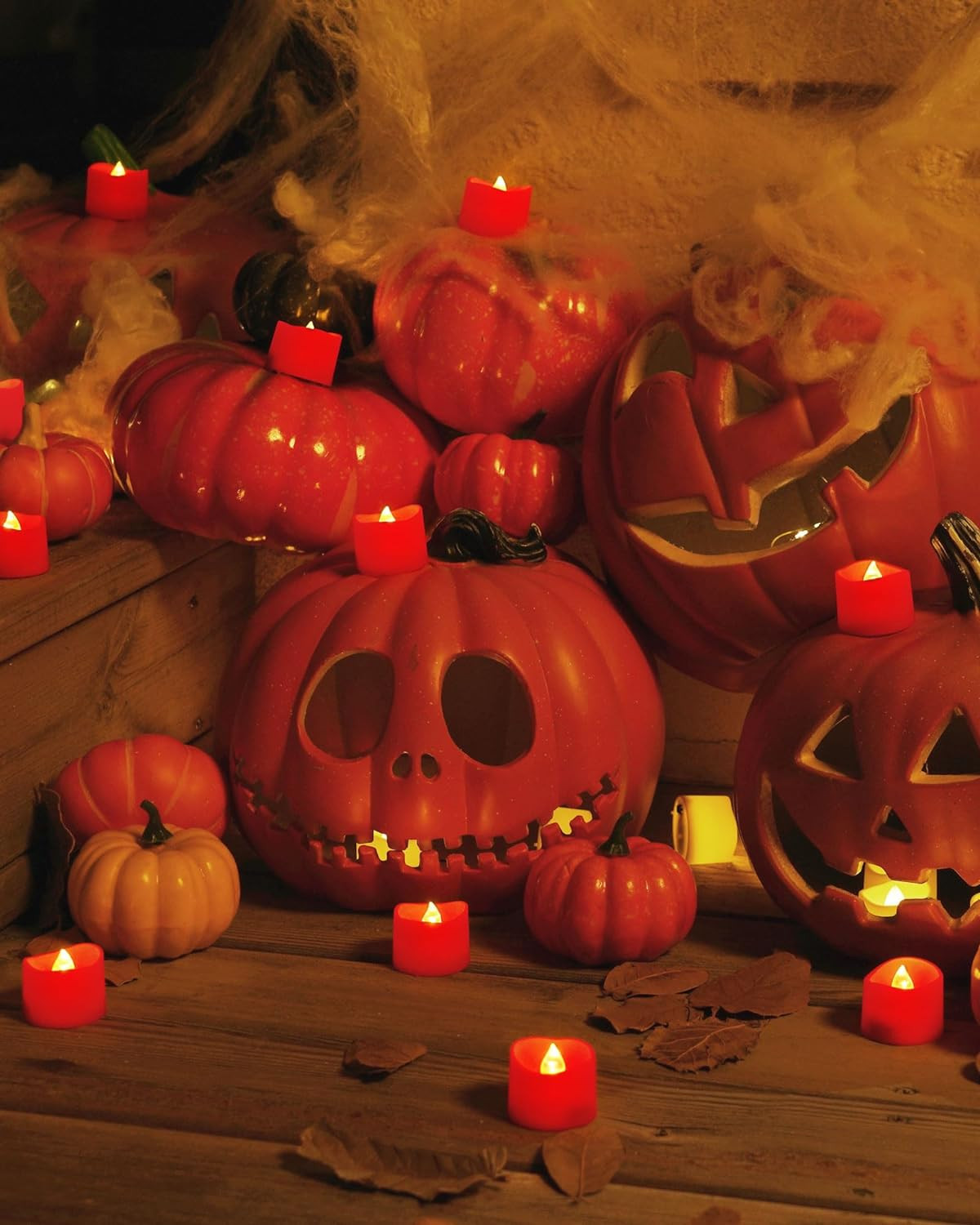 12pc Red Tea Lights Candles Battery Operated, 200hr Flameless Flickering Candles