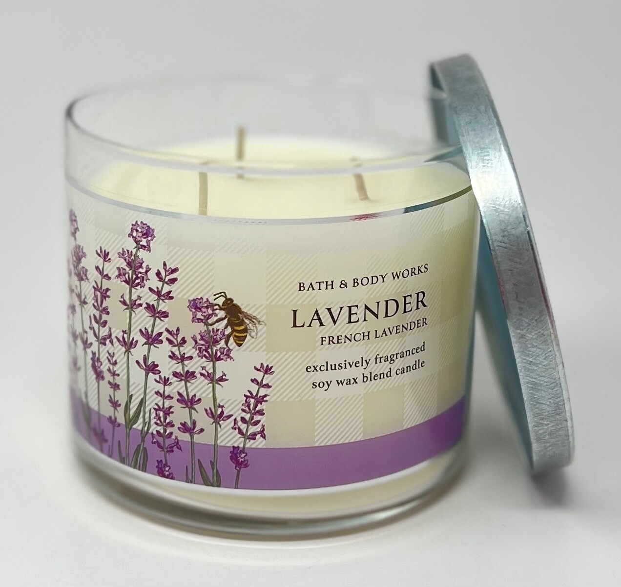 BATH BODY WORKS FRENCH LAVENDER SOY WAX BLEND SCENTED CANDLE 3 WICK 14.5OZ LARGE