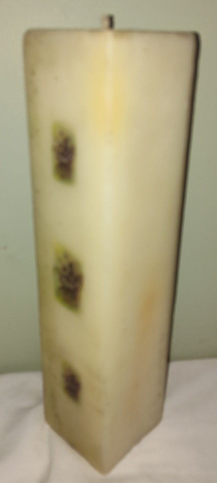 Vintage Tall Candle Square Pillar 13″ Unburned